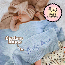 Load image into Gallery viewer, Custom Baby Blanket Embroidered Name Stroller Blanket for Newborn Baby Gift
