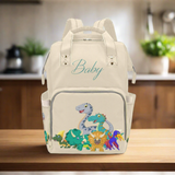 Designer Baby Bag With Cute Cartoon Dinosaurs - Waterproof Multifunction Backpack