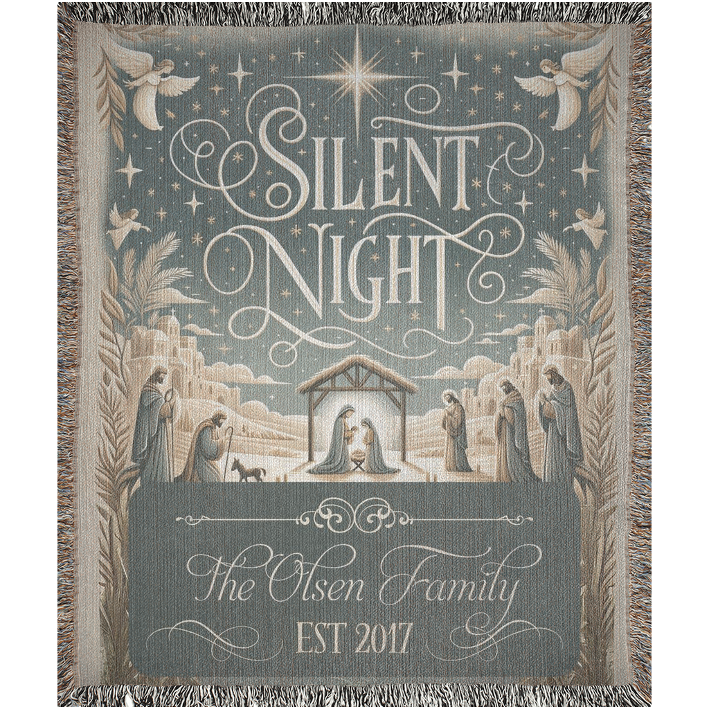 Silent Night Family Name Custom Woven Blanket