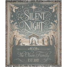 Load image into Gallery viewer, Silent Night Family Name Custom Woven Blanket