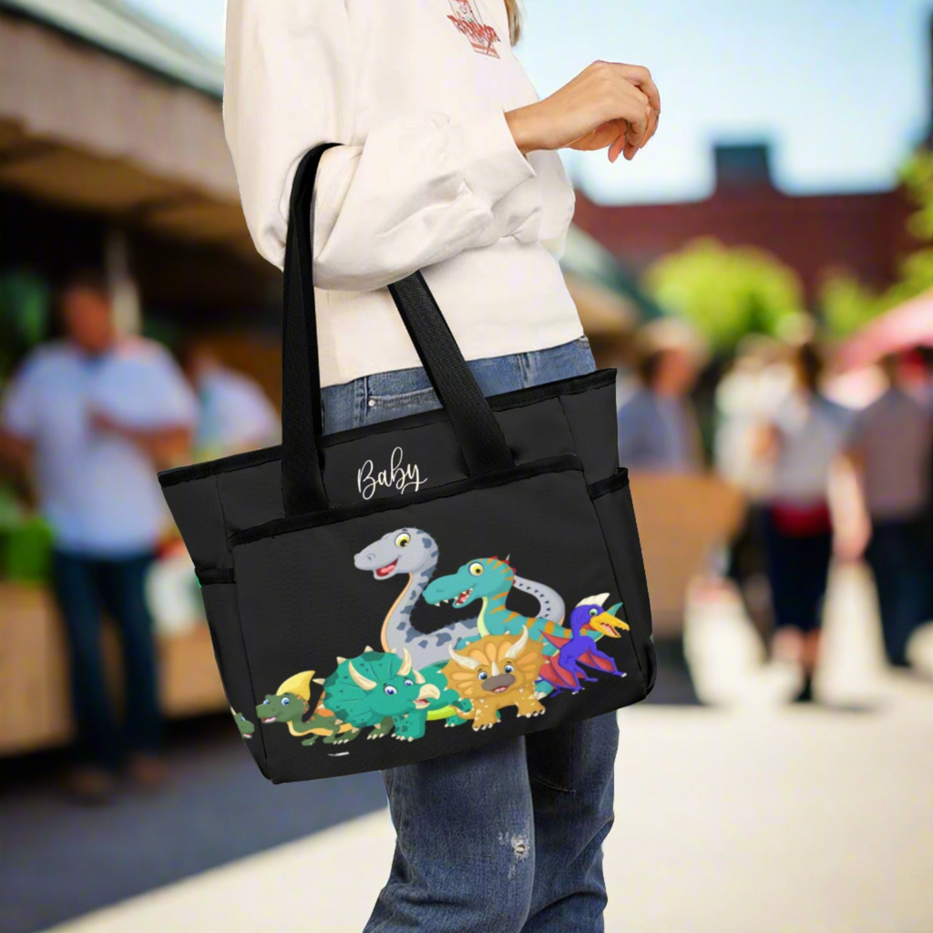 Personalized Diaper Bag - Cute Dinosaur Friends Diaper Bag Tote - Waterproof Mommy Bag Tote, Baby Shower Gift For Her