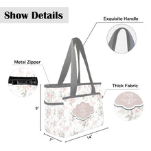 Load image into Gallery viewer, Personalized  Diaper Bag Tote Light Pink Floral and Gray - Waterproof Mommy Bag Tote