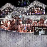 105ft Outdoor Christmas Decoration Lights,1000 LED 8 Modes Curtain Fairy Lights with 50 Drops,Plug in,Waterproof,Timer,Memory Function for Christmas Holiday Wedding Party Decorations