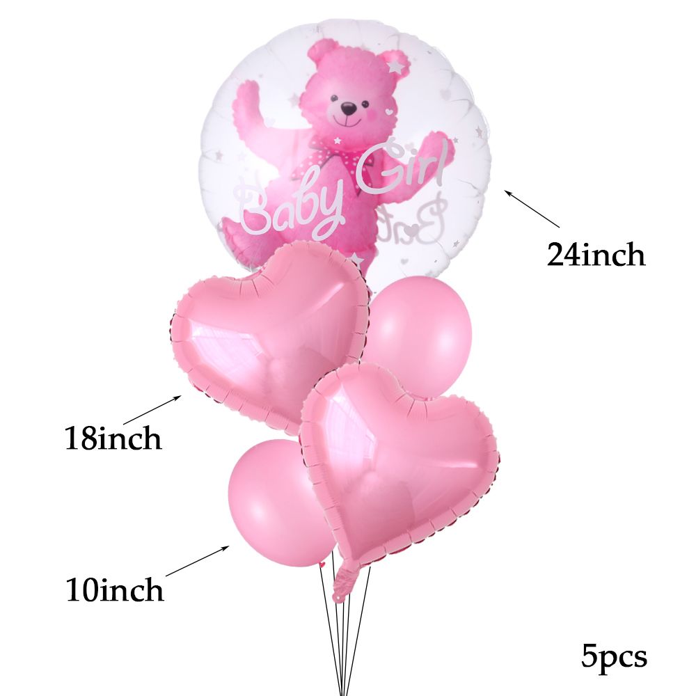 4D Transparent Baby Boy Girl Blue Pink Bubble Balloon Bear Foil Balloons Kids Birthday Gender Reveal Baby Shower Decorations