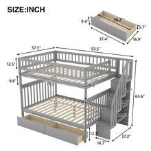 Load image into Gallery viewer, Full over Full Bunk Bed with Two Drawers and Storage, Gray