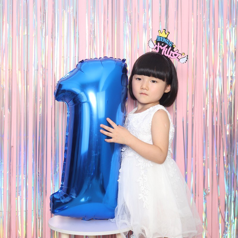 1PCS 32INCH Party Decoration Blue Number Foil Balloon Discolor Digital Globos Birthday Baby Shower Supplies