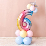 1 SET Rainbow Foil Number Balloons 0-9 Birthday Party Anniversary Decor Globo Kids figure Air Ball Supplies