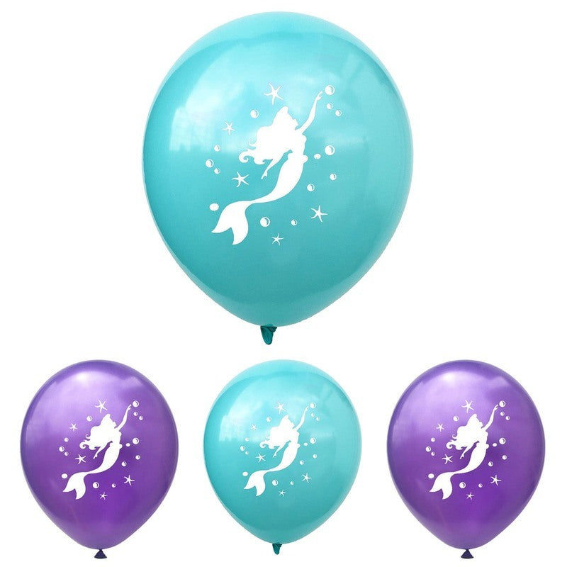 10pcs Mermaid Birthday Latex Balloon Mermaid Balloon Number Age Balloon Ready Stock