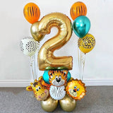 18Pcs Jungle Animal Balloons Set Chrome Metallic Latex Balloon 32inch Gold Number Globos Kids Birthday Party Baby Shower Decor