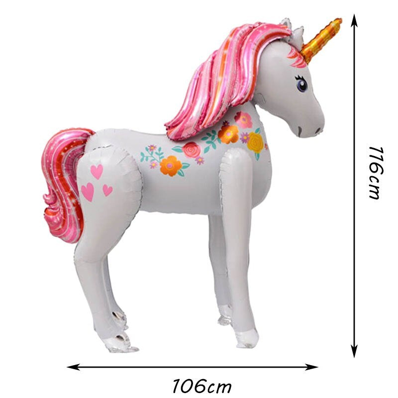 106*116CM Tall Unicorn Baby Shower Party Decorations 3D Animal Foil Balloons