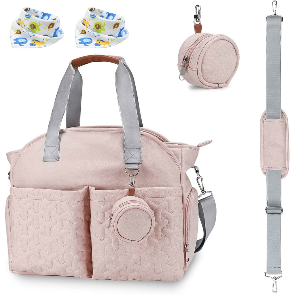 Breast Pump Bag Diaper Tote Bag with Detachable Shoulder Strap Side Pocket Free Baby Bibs Compatible with Spectra S1 S2 Medela