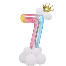 Load image into Gallery viewer, 1 SET Rainbow Foil Number Balloons 0-9 Birthday Party Anniversary Decor Globo Kids figure Air Ball Supplies