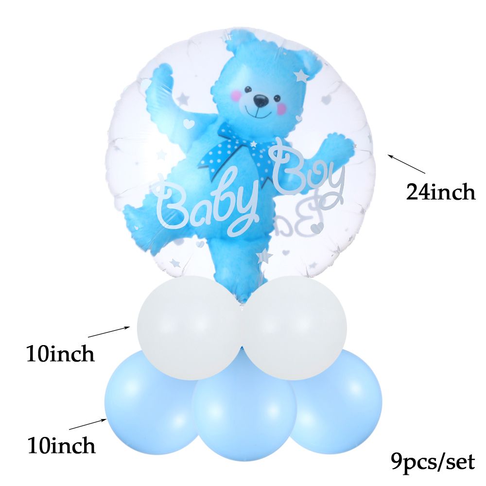 4D Transparent Baby Boy Girl Blue Pink Bubble Balloon Bear Foil Balloons Kids Birthday Gender Reveal Baby Shower Decorations