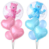 4D Transparent Baby Boy Girl Blue Pink Bubble Balloon Bear Foil Balloons Kids Birthday Gender Reveal Baby Shower Decorations