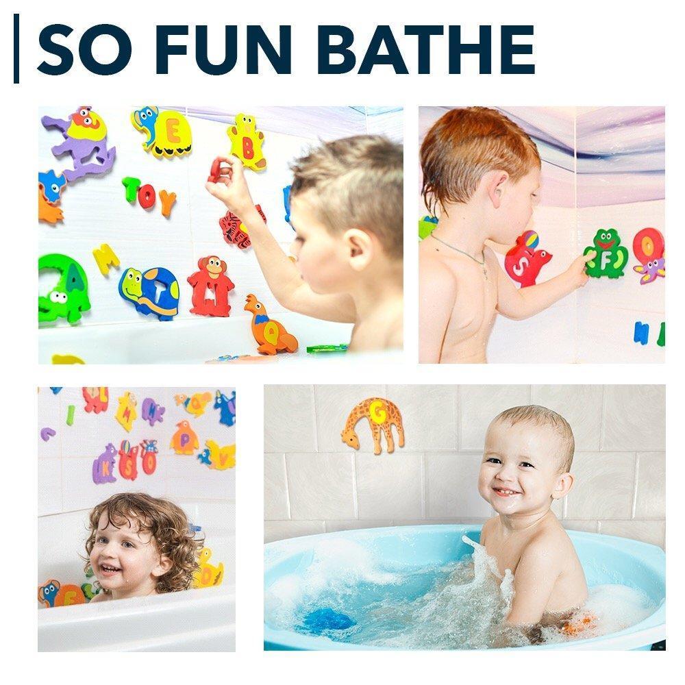 Non Toxic Foam Bath Toys 52 Items Premium Educational Floating Bathtub Preschool Alphabet Letters Animals Fun Bathing for Baby Toddlers Kids Girls Boys Set 26 Puzzles