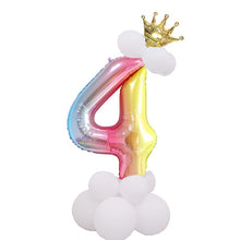 Load image into Gallery viewer, 1 SET Rainbow Foil Number Balloons 0-9 Birthday Party Anniversary Decor Globo Kids figure Air Ball Supplies