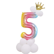 Load image into Gallery viewer, 1 SET Rainbow Foil Number Balloons 0-9 Birthday Party Anniversary Decor Globo Kids figure Air Ball Supplies