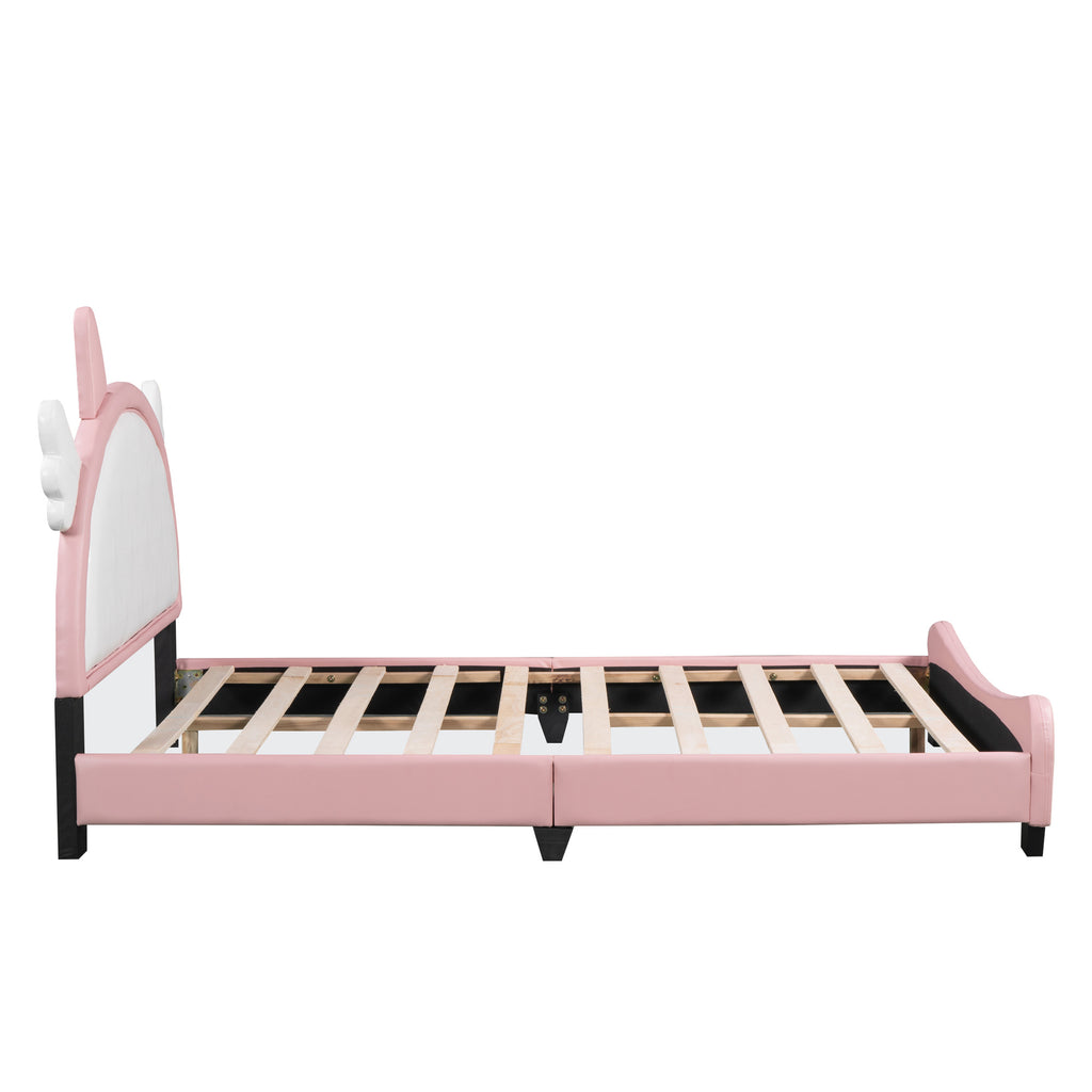 Cute Full size Upholstered Bed With Unicorn Shape Headboard