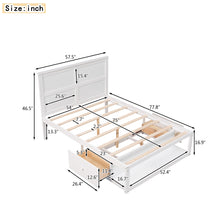 Load image into Gallery viewer, Full Size Platform Bed with Drawer on the Each Side and Shelf on the End of the Bed, White