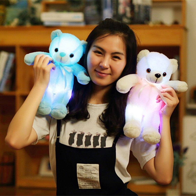 32cm Creative Luminous Bear Plush Toy Stuffed Teddy Led Light Colorful Doll