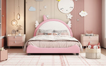 Load image into Gallery viewer, Cute Full size Upholstered Bed With Unicorn Shape Headboard