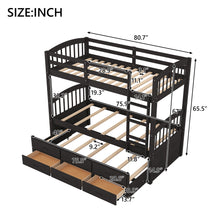 Load image into Gallery viewer, Twin over Twin Wood Bunk Bed with Trundle and Drawers, Espresso
