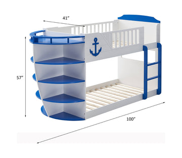 ACME Neptune Twin/Twin Bunk Bed w/Storage Shelves in Sky Blue Finish