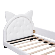 Load image into Gallery viewer, Teddy Fleece Twin Size Upholstered Daybed with Carton Ears Shaped Headboard, White