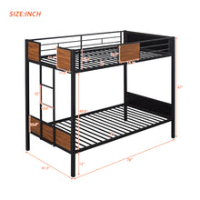 Load image into Gallery viewer, Twin-over-twin bunk bed modern style steel frame bunk bed with safety rail