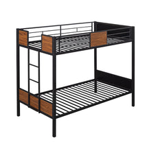 Load image into Gallery viewer, Twin-over-twin bunk bed modern style steel frame bunk bed with safety rail
