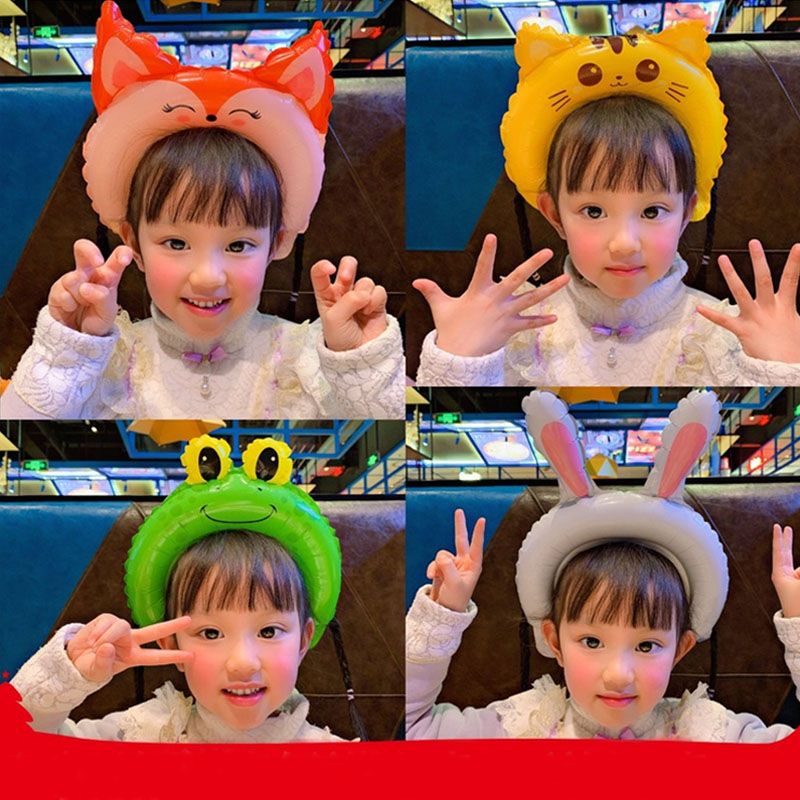 20pcs Cute Animal Tiara Headband Balloon Frog Panda Fox Tiger Cat Baby Shower Kids Toy Happy Birthday Wedding Party Decoration