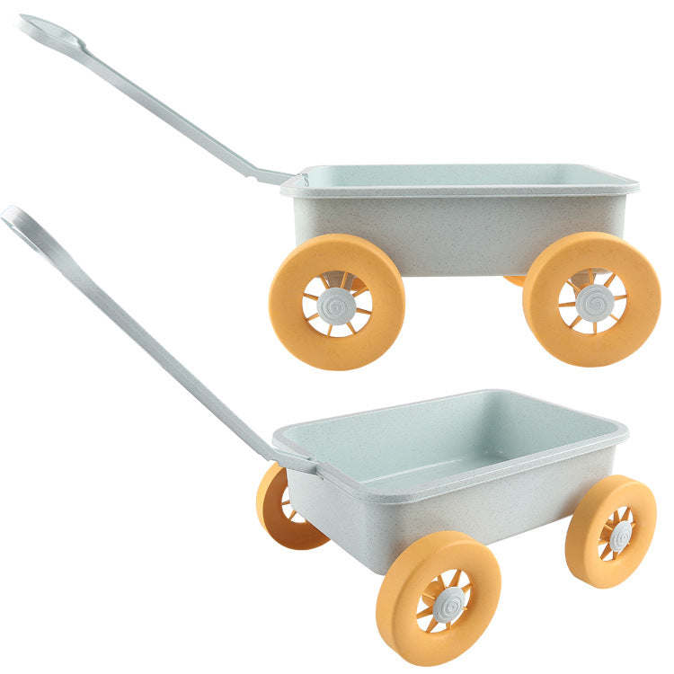 Children's Wheat Straw Little Boy Beach Pusher Toy Wagon