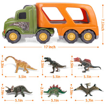 Load image into Gallery viewer, Toy Dinosaur for 2 3 4 Years Old Boys and Girls;  Car Transport Truck with Sound and Light;  6 Pack of 5&#39;&#39; Dinosaur Toys;  Educational Realistic Dinosaur Play Set