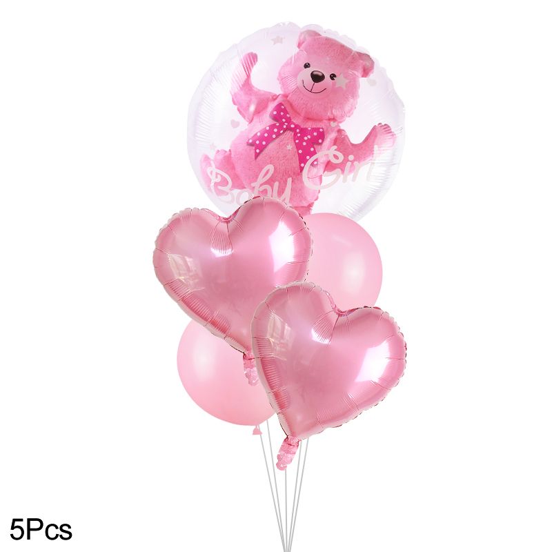 4D Transparent Baby Shower Boy Girl Bear Bubble Ball Kids 1st Birthday Party Blue Pink Helium Balloon Gender Reveal Decoration