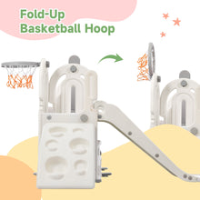 Load image into Gallery viewer, Toddler Slide and Swing Set 5 in 1; Kids Playground Climber Slide Playset with Basketball Hoop Freestanding Combination for Babies Indoor &amp; Outdoor