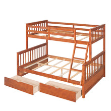 Load image into Gallery viewer, Twin-Over-Full Bunk Bed with Ladders and Two Storage Drawers (Walnut) { old sku:LT000165AAD}
