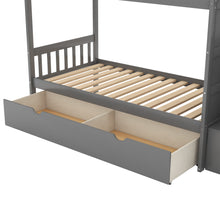 Load image into Gallery viewer, Twin over Full/Twin Bunk Bed, Convertible Bottom Bed, Storage Shelves and Drawers, Gray