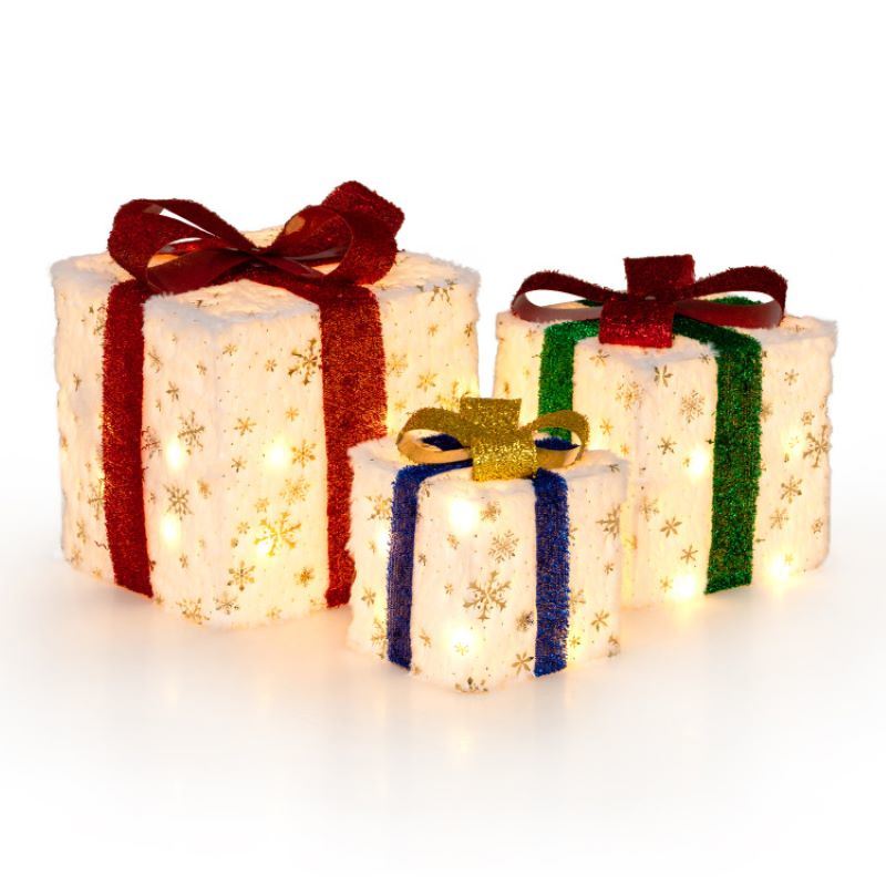 Christmas Lighted Gift Boxes Decorations for Indoor & Outdoor