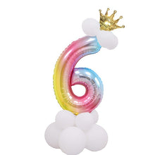 Load image into Gallery viewer, 1 SET Rainbow Foil Number Balloons 0-9 Birthday Party Anniversary Decor Globo Kids figure Air Ball Supplies