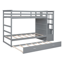 Load image into Gallery viewer, Twin Over Twin Bunk Bed with Trundle and Staircase,Gray