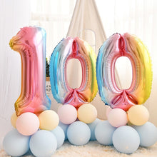 Load image into Gallery viewer, 1 SET Rainbow Foil Number Balloons 0-9 Birthday Party Anniversary Decor Globo Kids figure Air Ball Supplies