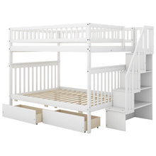 Load image into Gallery viewer, Full over Full Bunk Bed with Two Drawers and Storage, White