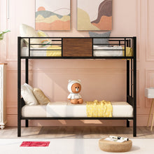 Load image into Gallery viewer, Twin-over-twin bunk bed modern style steel frame bunk bed with safety rail