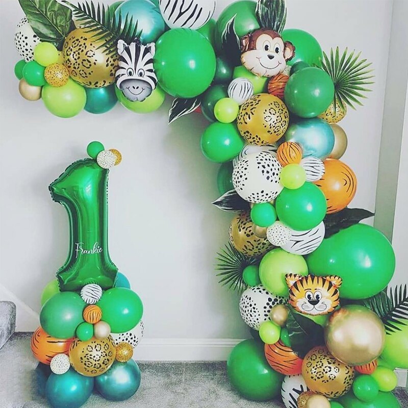 109pcs Jungle Animal Balloons Garland Arch Kit Jungle Safari Party Supplies