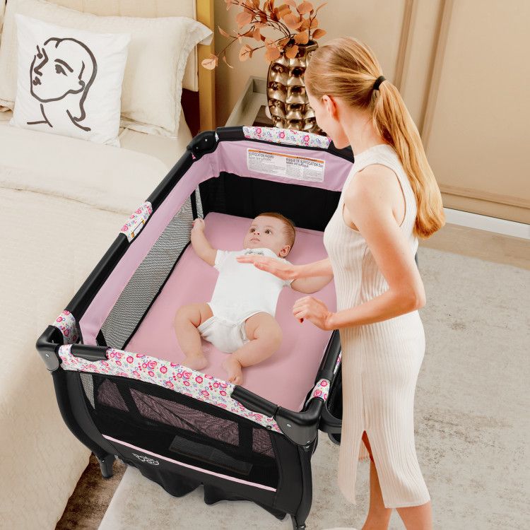 baby trend pink pack n play Portable Baby Nursery Center