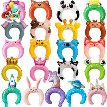 Load image into Gallery viewer, 20pcs Cute Animal Tiara Headband Balloon Frog Panda Fox Tiger Cat Baby Shower Kids Toy Happy Birthday Wedding Party Decoration