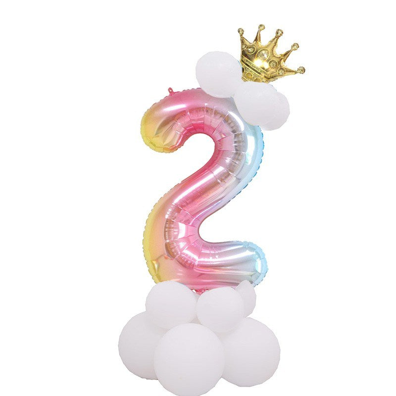 1 SET Rainbow Foil Number Balloons 0-9 Birthday Party Anniversary Decor Globo Kids figure Air Ball Supplies