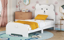 Load image into Gallery viewer, Twin Size Wood Platform Bed with Bear-shaped Headboard and Footboard,White
