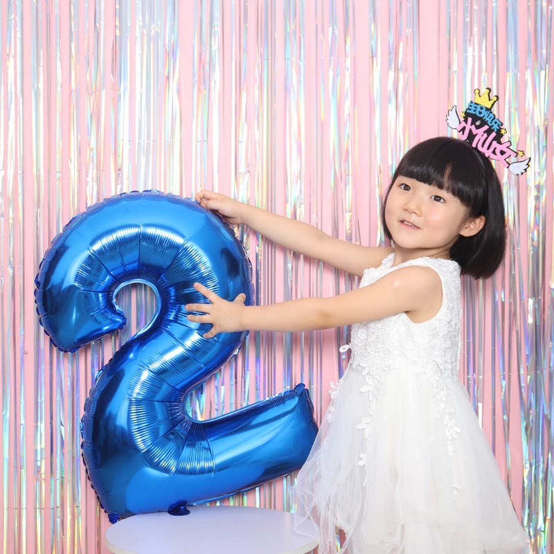 1PCS 32INCH Party Decoration Blue Number Foil Balloon Discolor Digital Globos Birthday Baby Shower Supplies