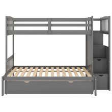 Load image into Gallery viewer, Twin over Full/Twin Bunk Bed, Convertible Bottom Bed, Storage Shelves and Drawers, Gray